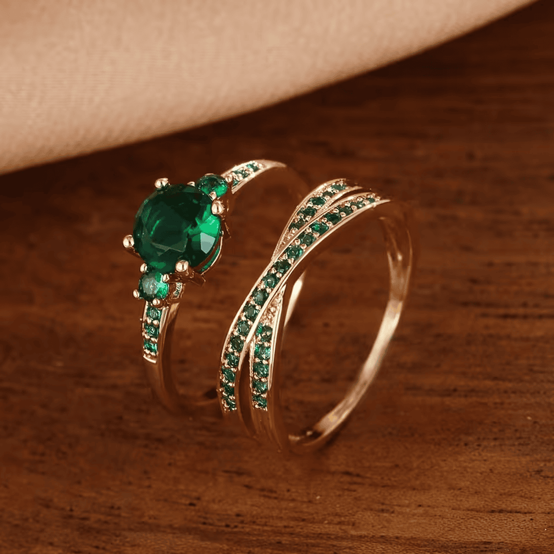 Set de dos anillos esmeralda – imagen 2