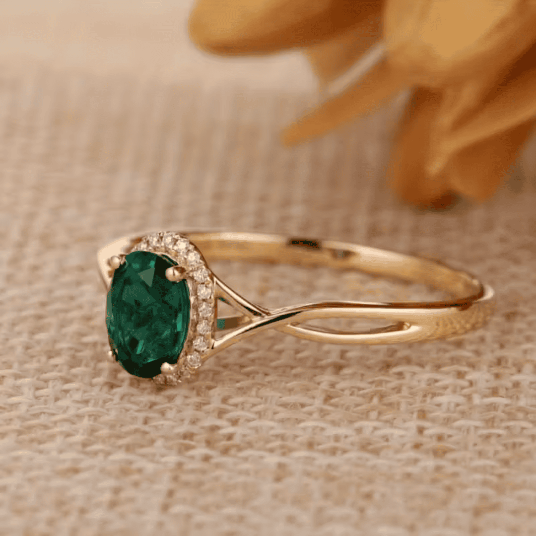Anillo trenzado Perenne esmeralda — Carmen, Lucía & Rocío