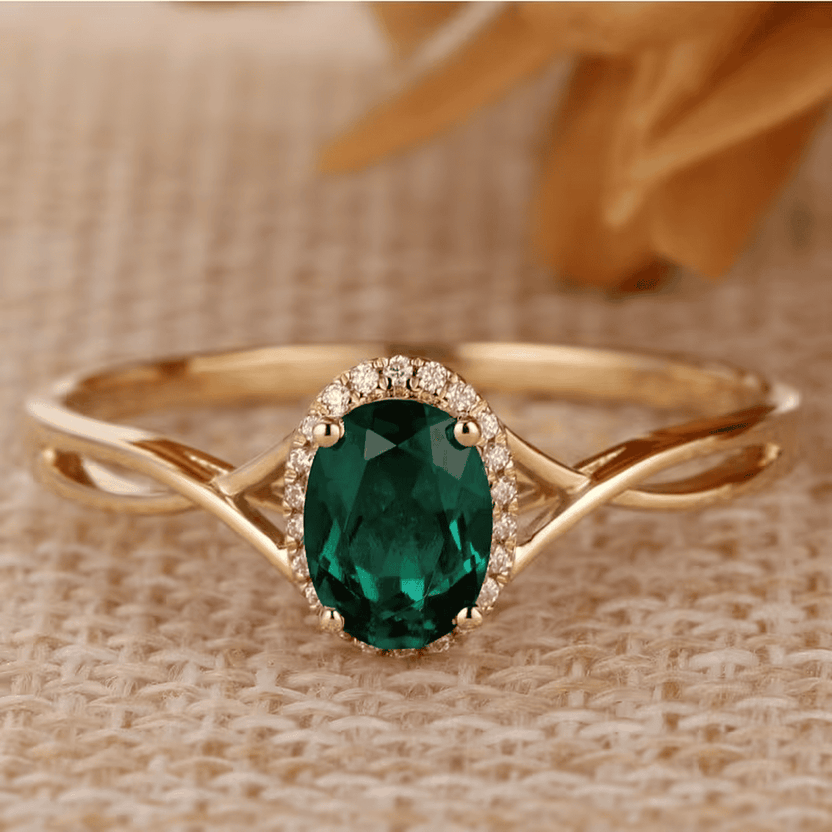 Anillo trenzado Evergreen esmeralda