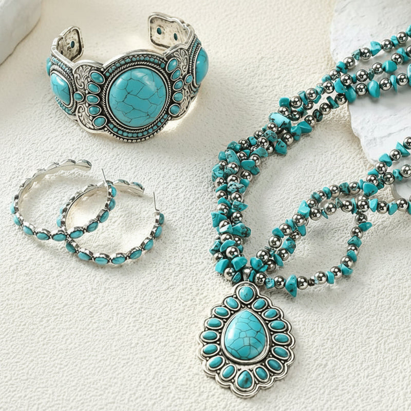 Conjunto de cuentas turquesa radiante — Carmen, Lucía & Rocío