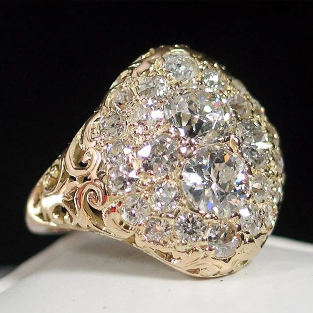 Anillo vintage de oro con diamantes redondos – imagen 2
