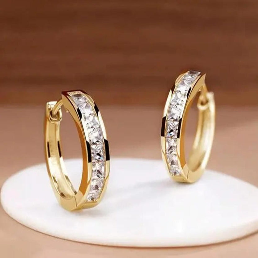 Pendientes aro dorados con cristales