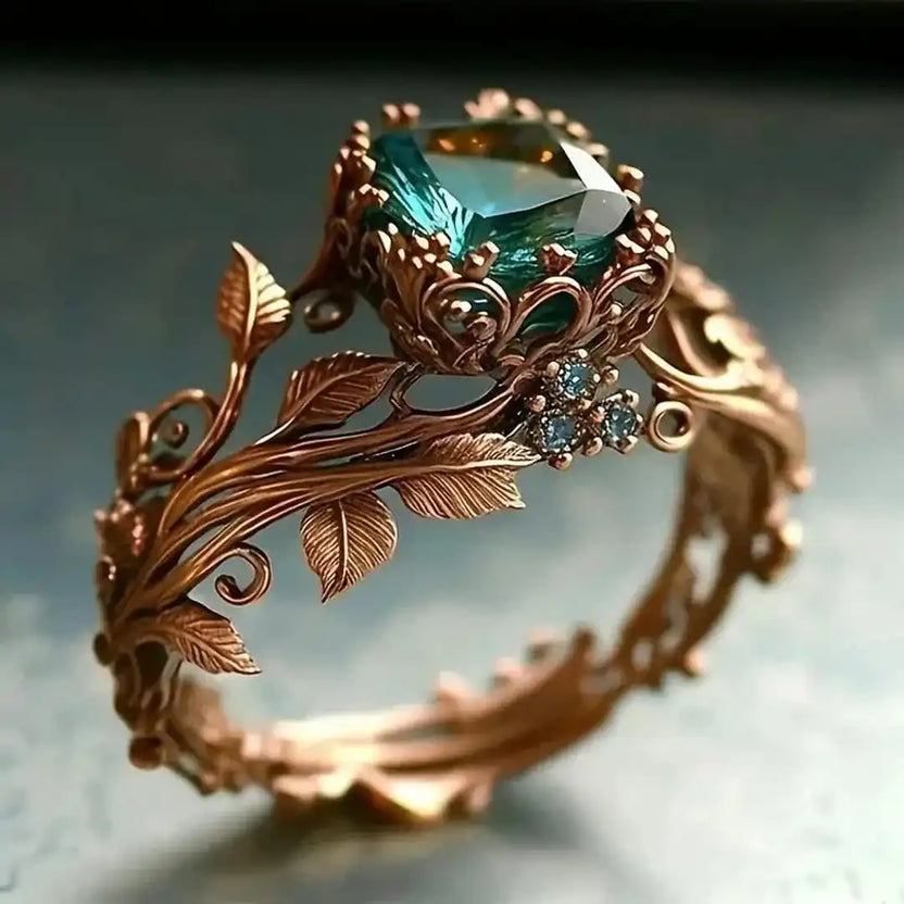 Anillo de cristal con luz del bosque