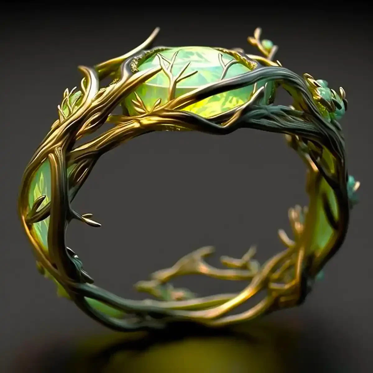 Anillo corona de floración verde