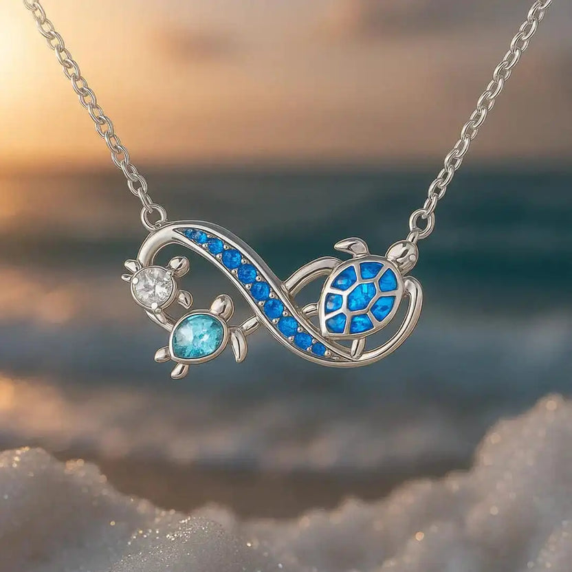 Collar gemelo de plata con tortuga