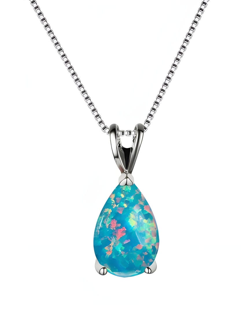 Collar de ópalo azur en forma de lágrima