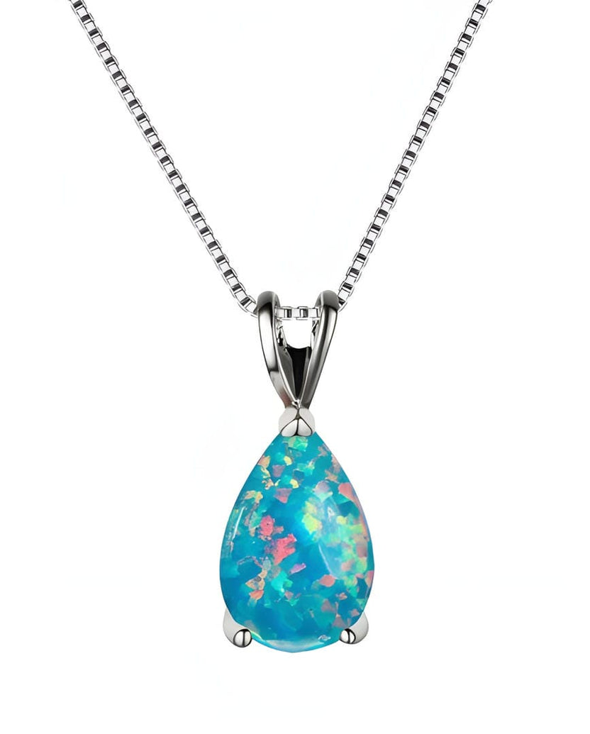 Collar de ópalo azur en forma de lágrima