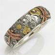 Anillo de plata libélula y girasol