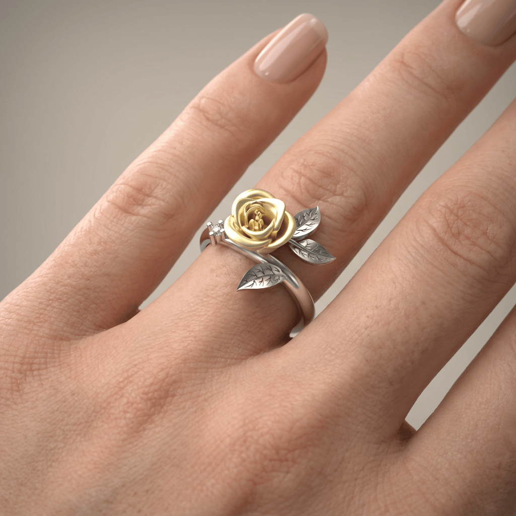 Anillo de plata Grace con rosa amarilla – imagen 2