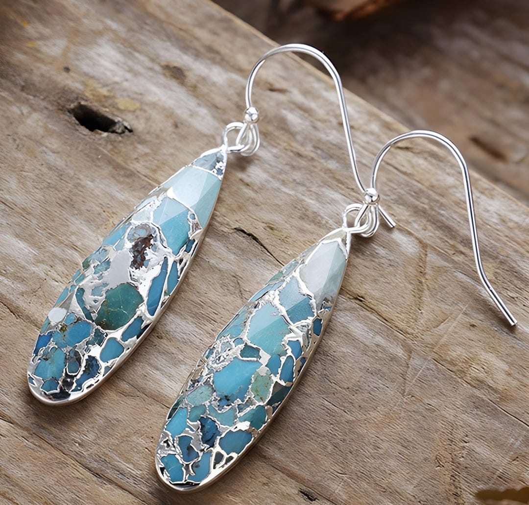 Elegantes pendientes de jaspe turquesa en forma de gota