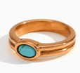 Anillos apilables de oro con perla, lapislázuli y turquesa – imagen 2