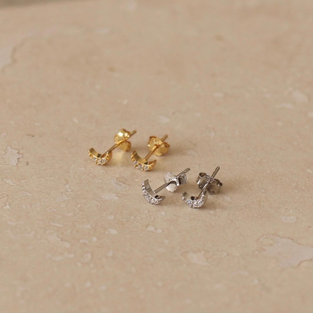 Pendientes micro luna de cristal