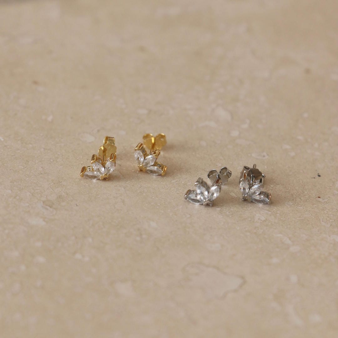 Pendientes de botón abanico de cristal