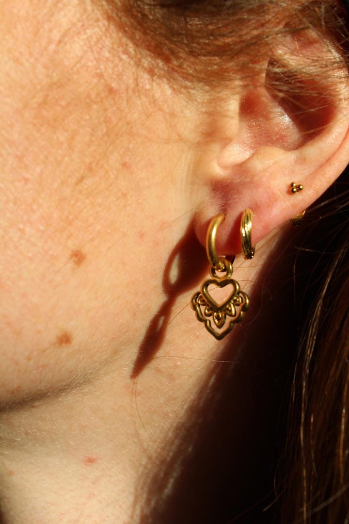 Pendientes colgantes de corazón boho – imagen 2