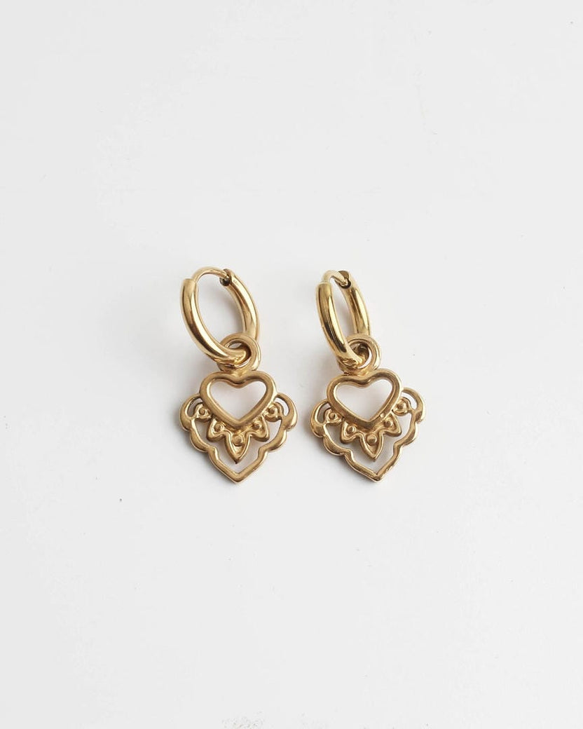 Pendientes colgantes de corazón boho