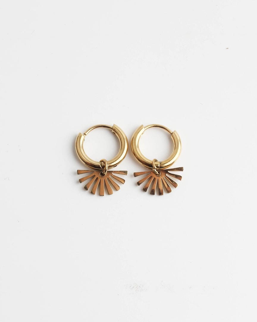 Pendientes de aro con colgante en abanico