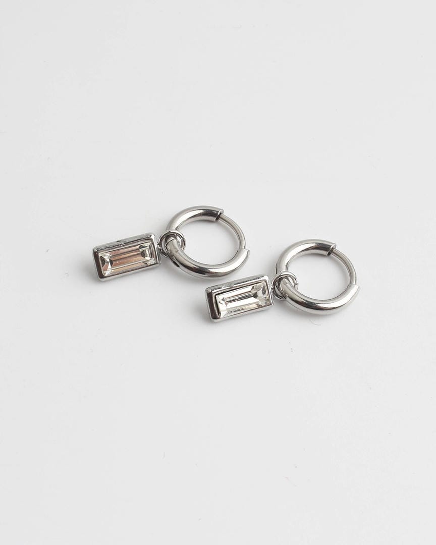 Pendientes rectangulares colgantes con gema brillante – imagen 6