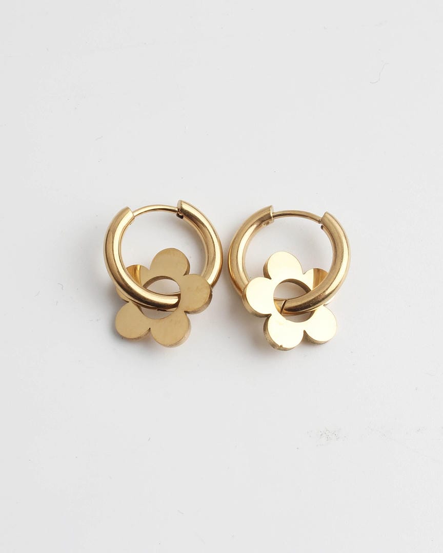 Pendientes de aro con colgante de flor