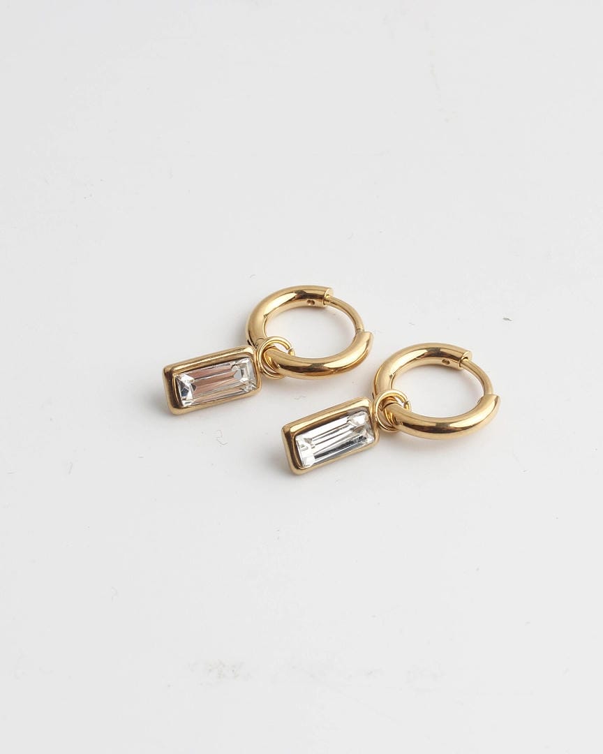 Pendientes rectangulares colgantes con gema brillante – imagen 3