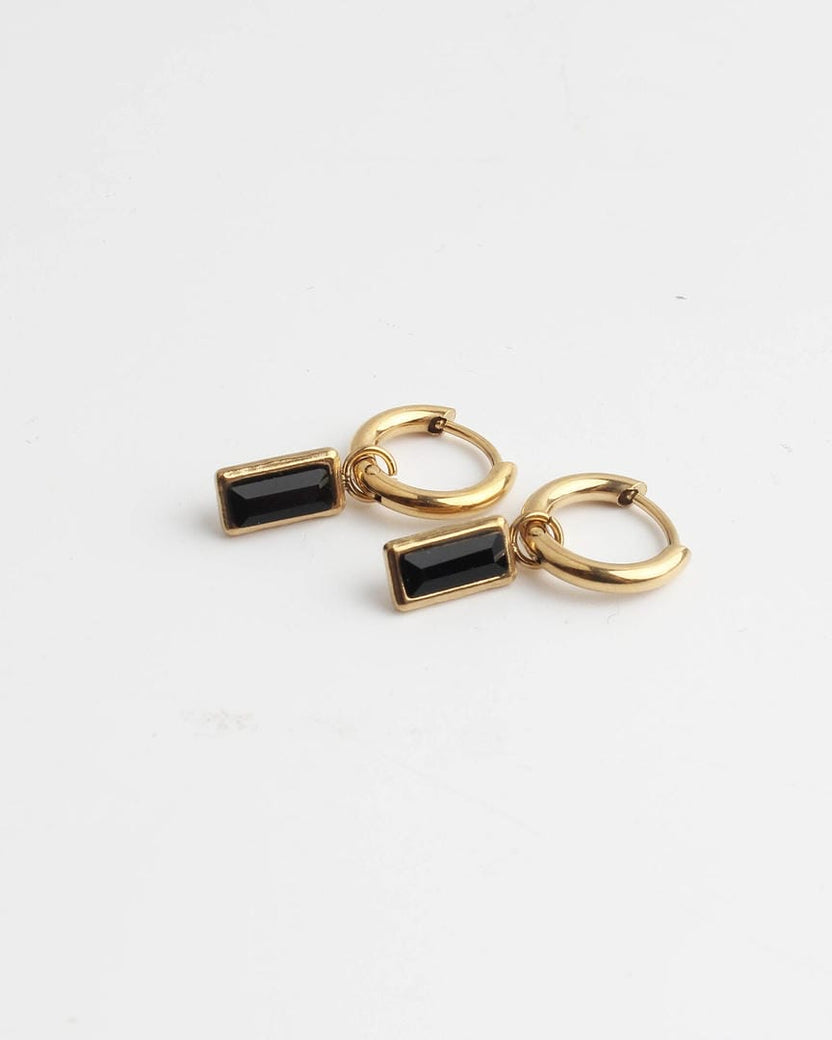 Pendientes rectangulares colgantes con gema brillante