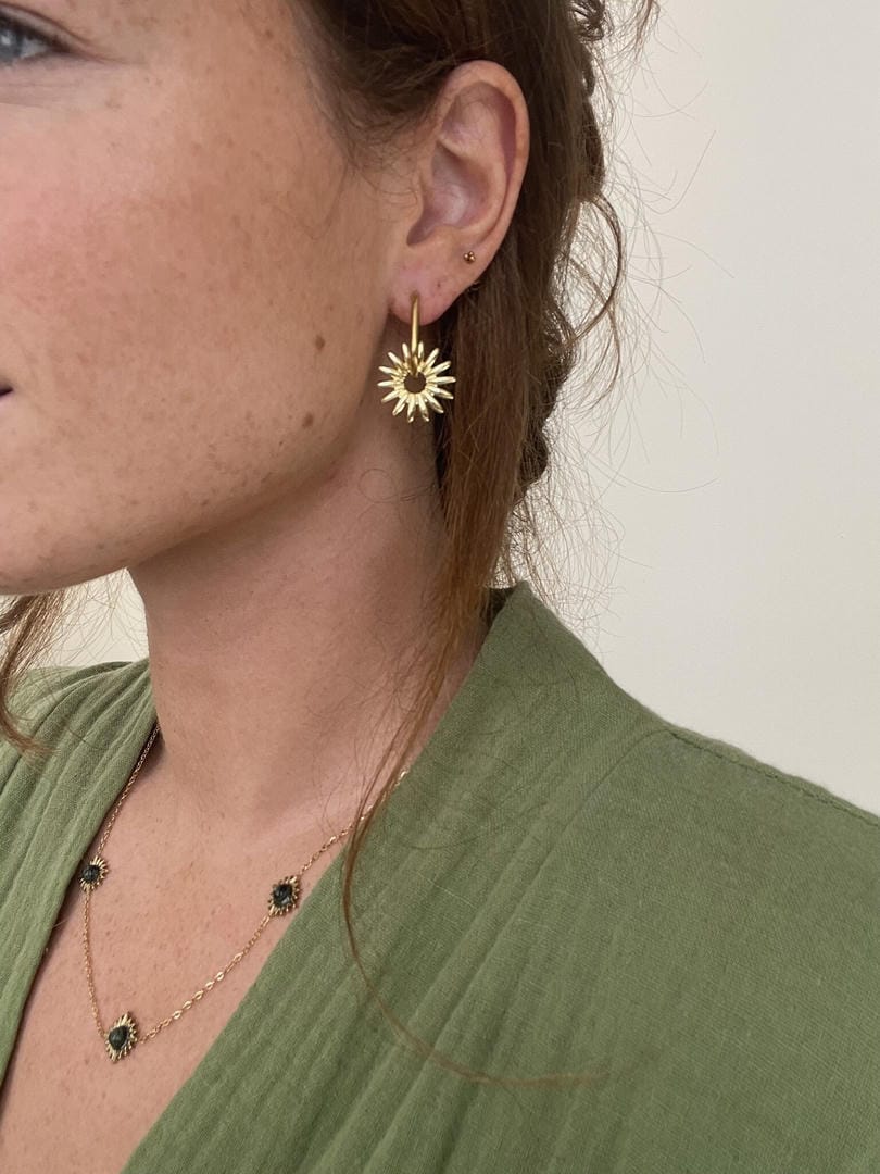 Pendientes de aro con colgante de sol radiante – imagen 3