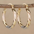 Pendientes de aro vintage redondos en oro, plata y rosa – imagen 2