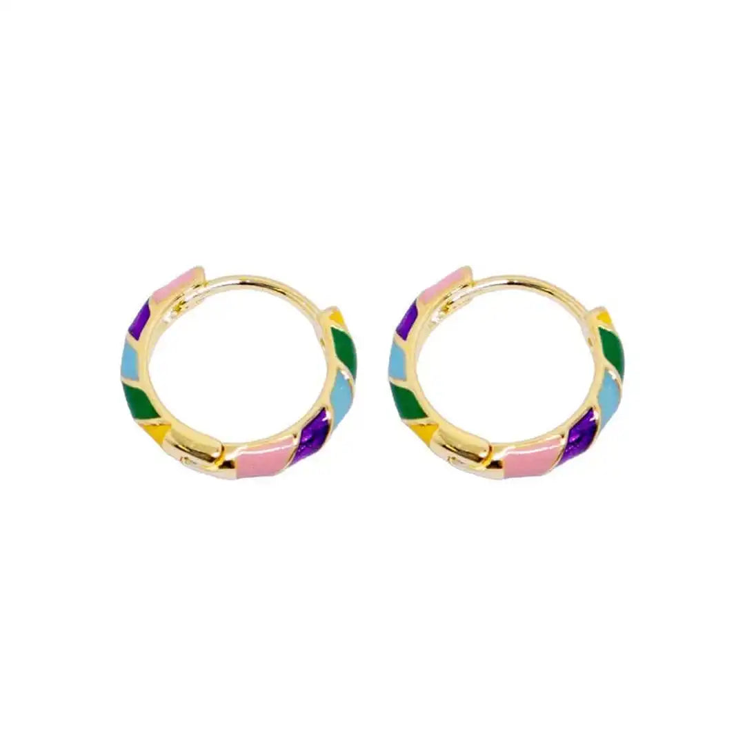 Aros dorados de esmalte multicolor – imagen 2