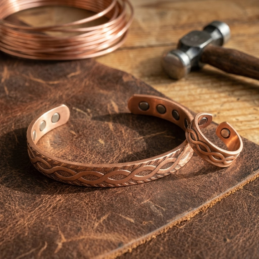 Set de cobre con nudo de caléndula