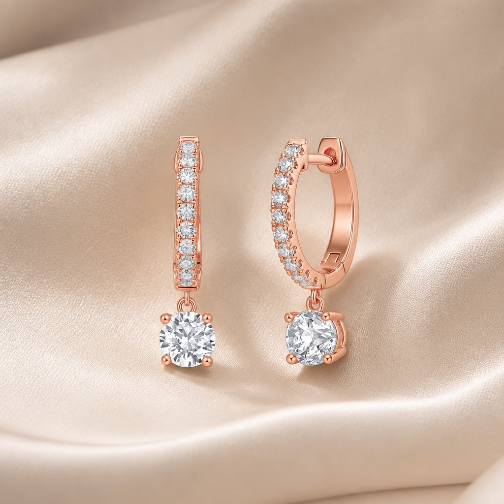 Pendientes de moissanita talla redonda en oro blanco – imagen 3
