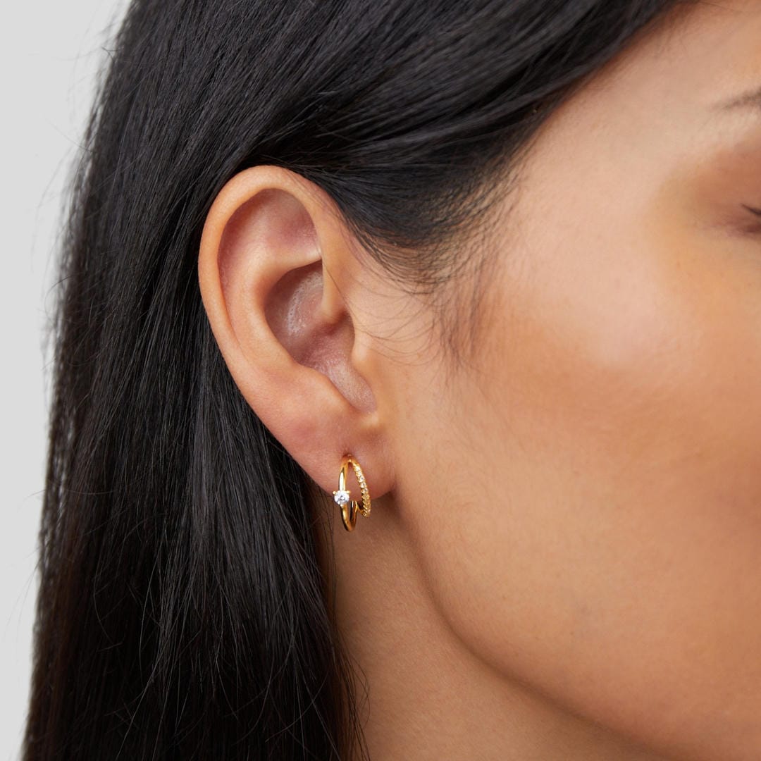 Pendientes dorados de cristal – imagen 2