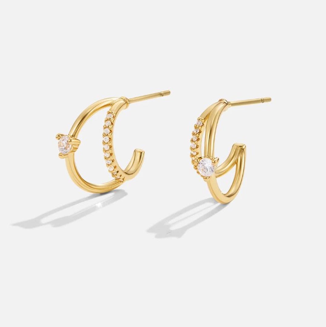 Pendientes dorados de cristal – imagen 3
