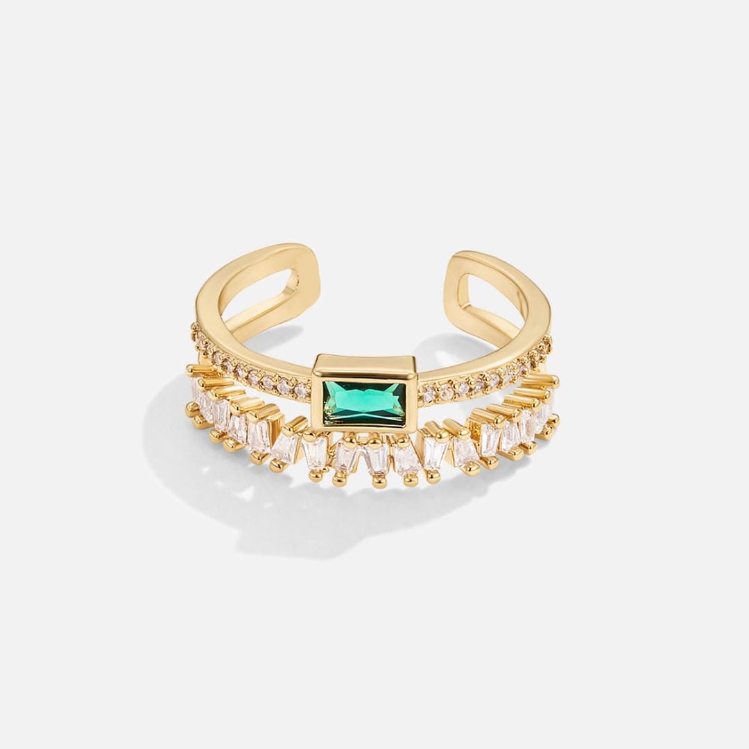 Anillo ajustable de circonita verde bosque – imagen 3