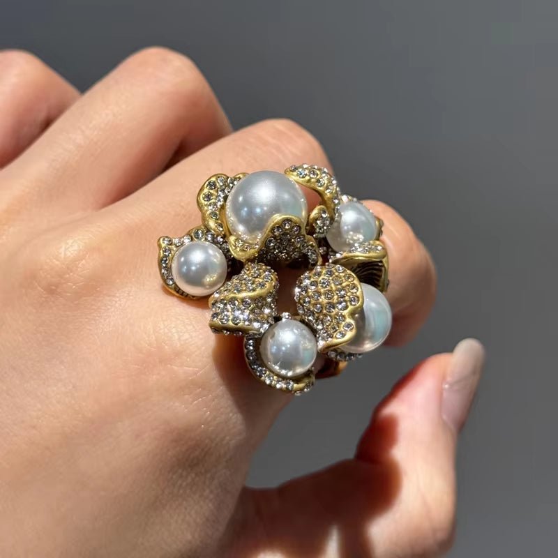 Anillo floral de perlas de lujo – imagen 3