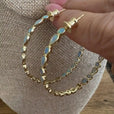 Pendientes vintage de ópalo azul con halo – imagen 2
