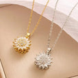 Set de collar y pendientes de girasol en circonita, plata de tendencia – imagen 5