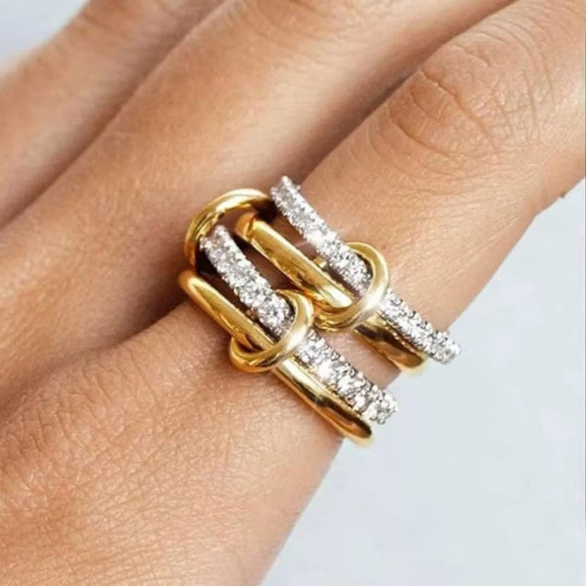 Set de anillos entrelazados de circonita