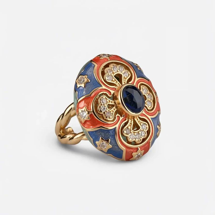 Anillo medallón de esmalte Majesty