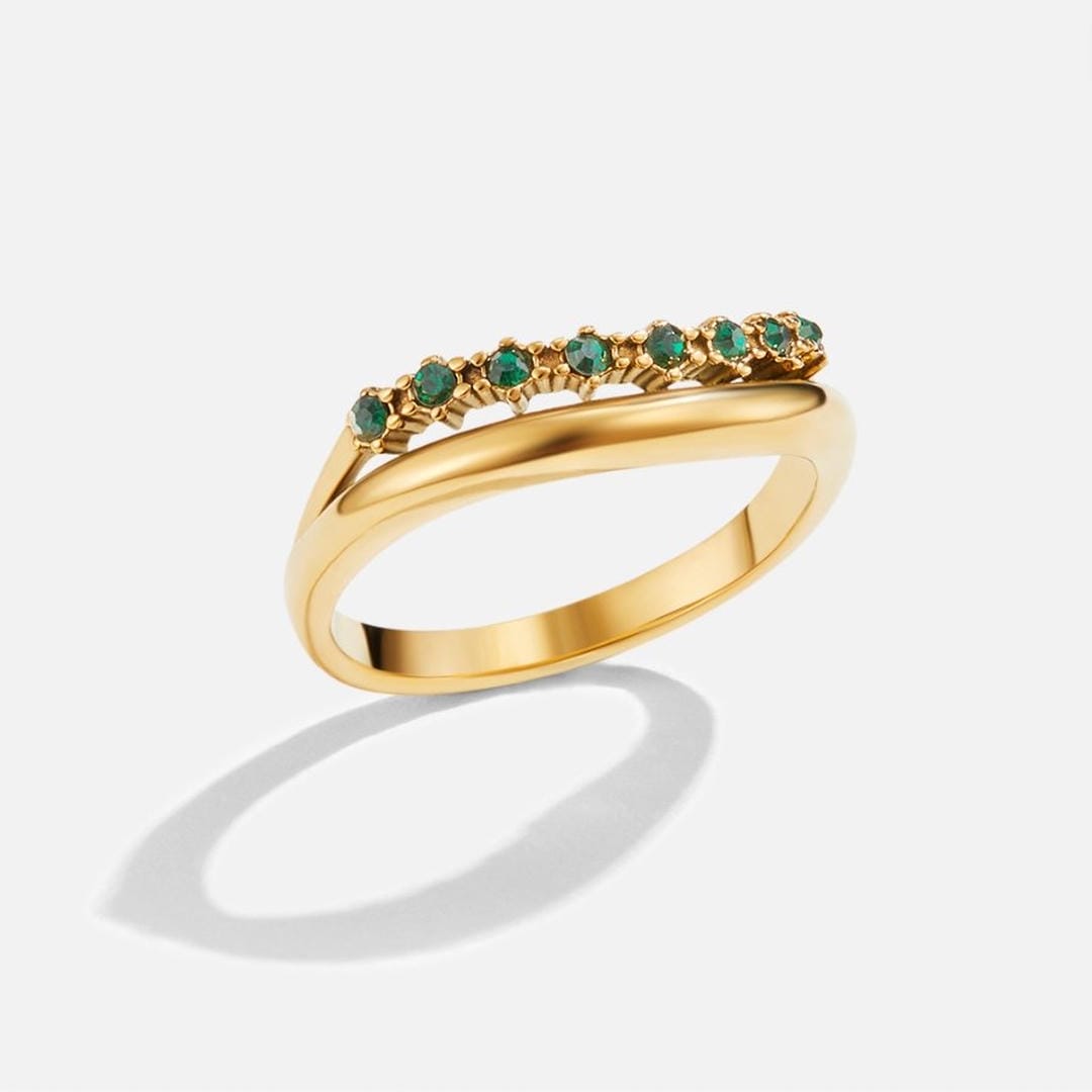 Anillo escalonado verde esmeralda – imagen 4