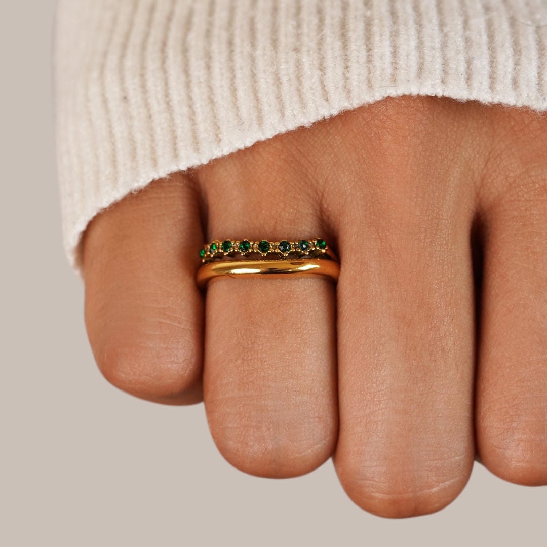 Anillo escalonado verde esmeralda – imagen 2