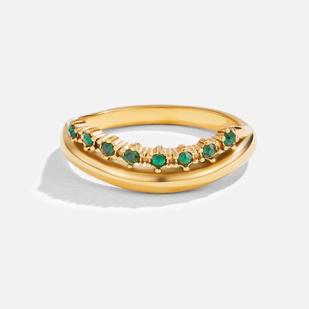 Anillo escalonado verde esmeralda – imagen 3