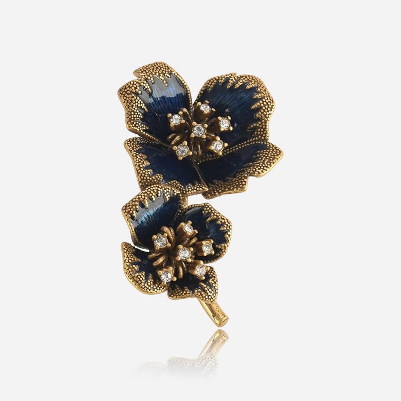 Broche floral zafiro de medianoche