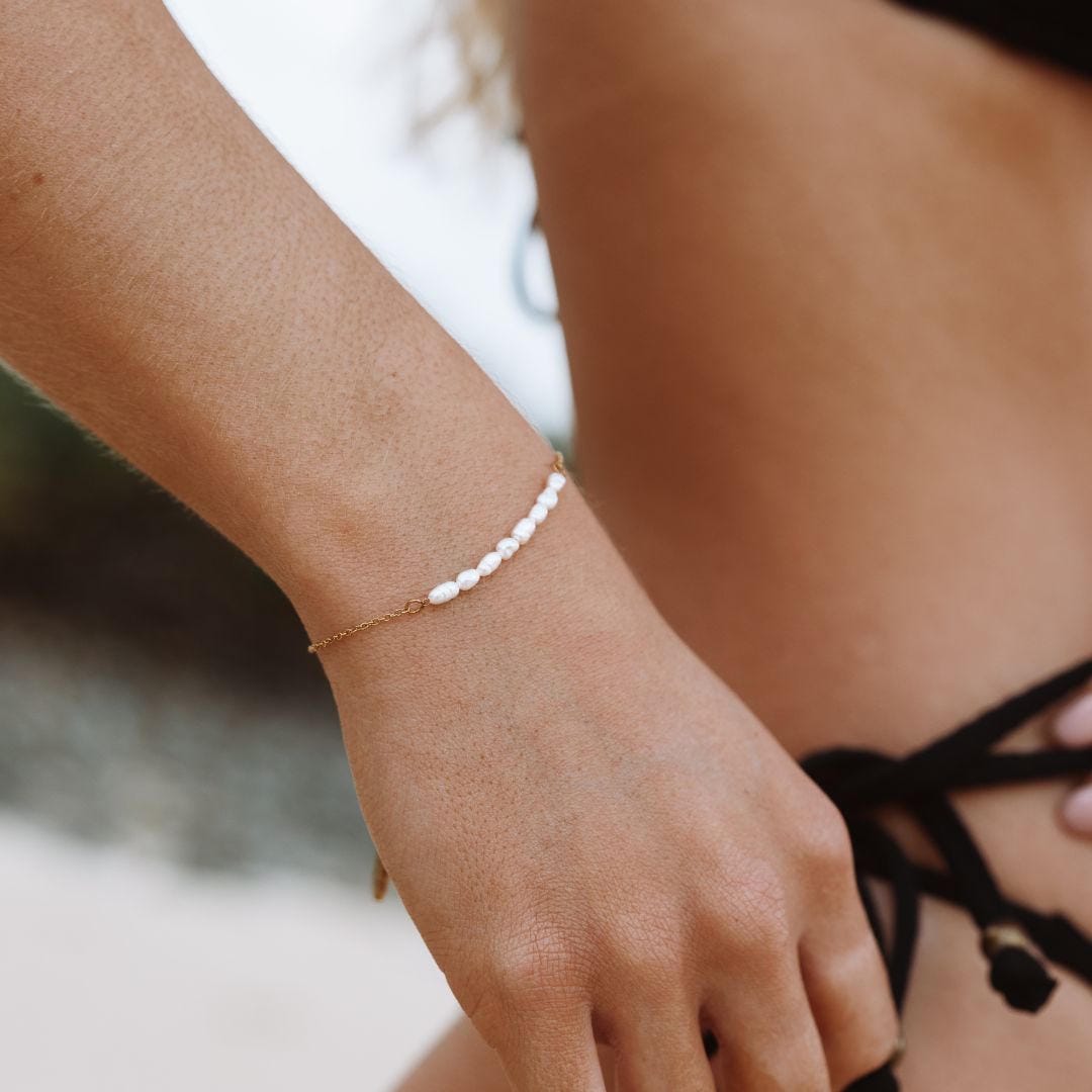 Pulsera mini de perlas con brillo