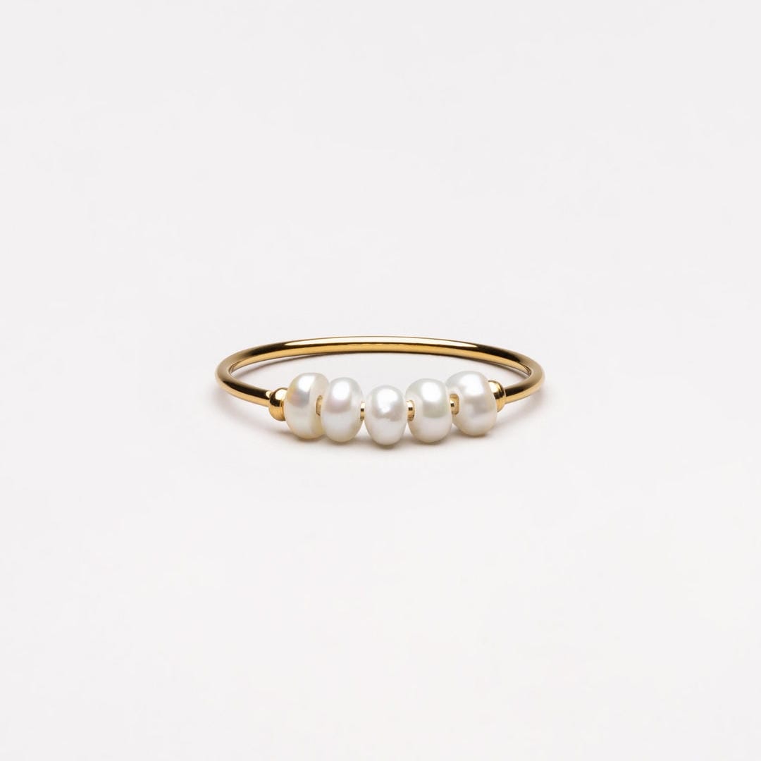 Anillo de cinco perlas Gota de rocío