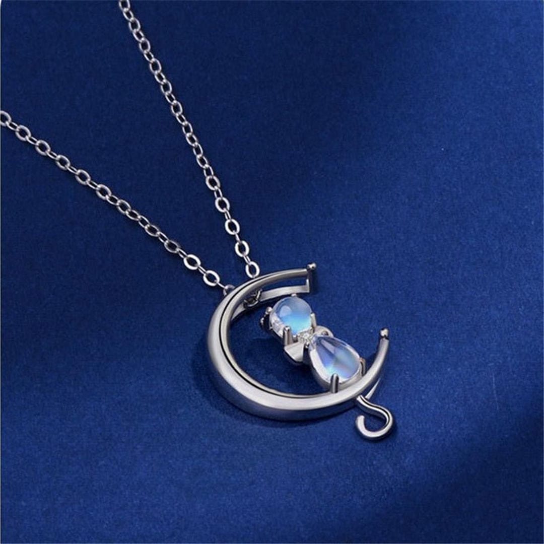 Collar de luna creciente y gato con piedra de luna – imagen 2