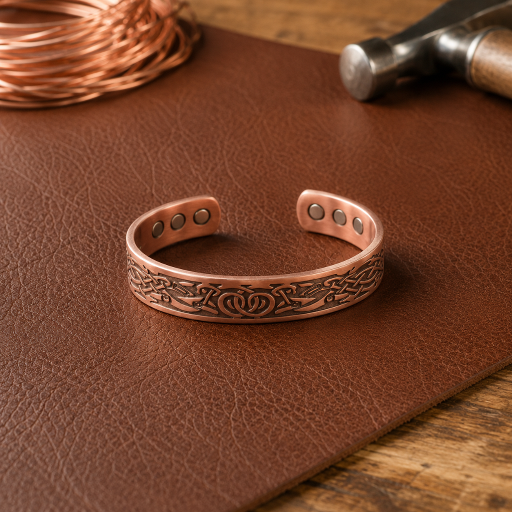 Pulsera de cobre azul musgo