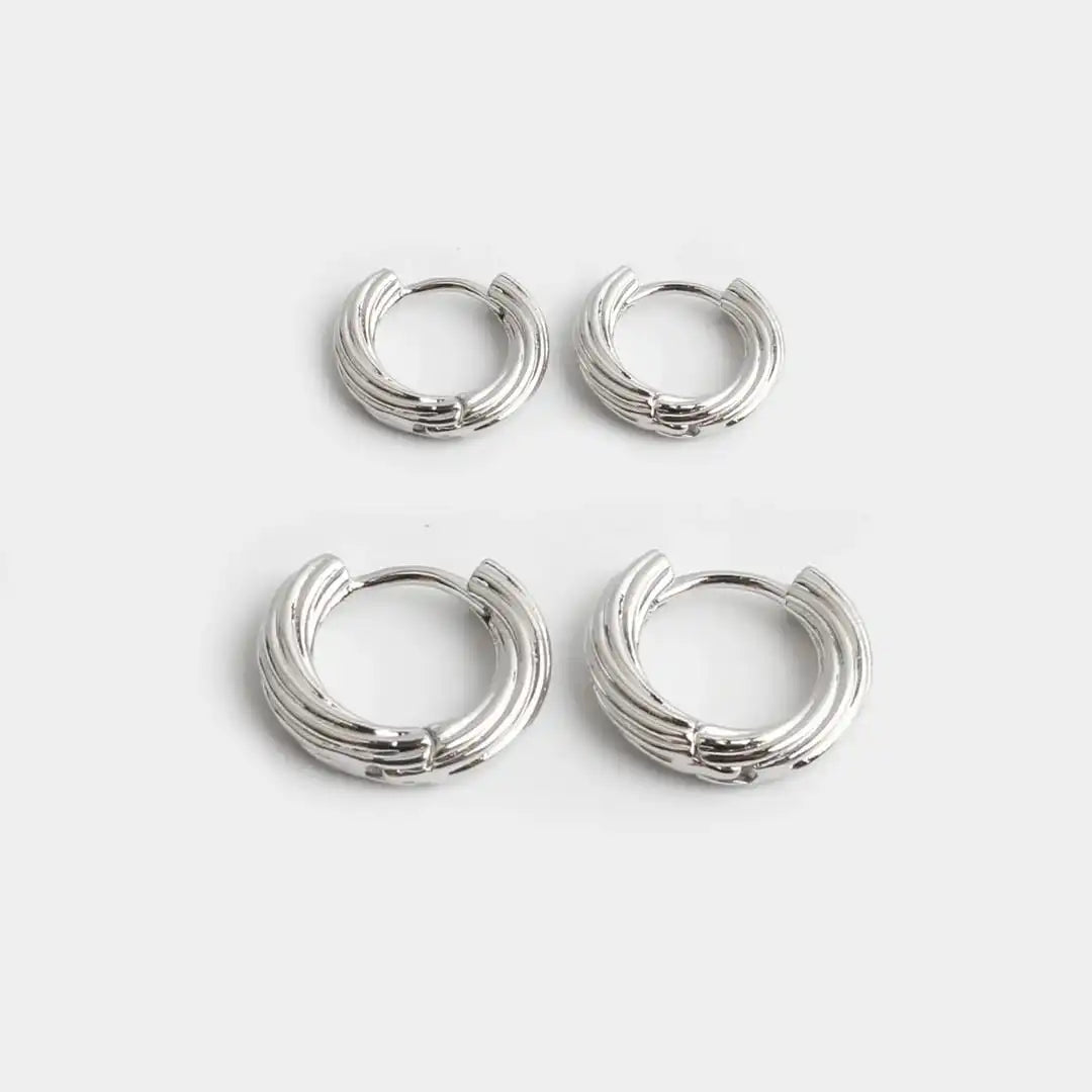 Pendientes aro apilables en oro o plata – imagen 2