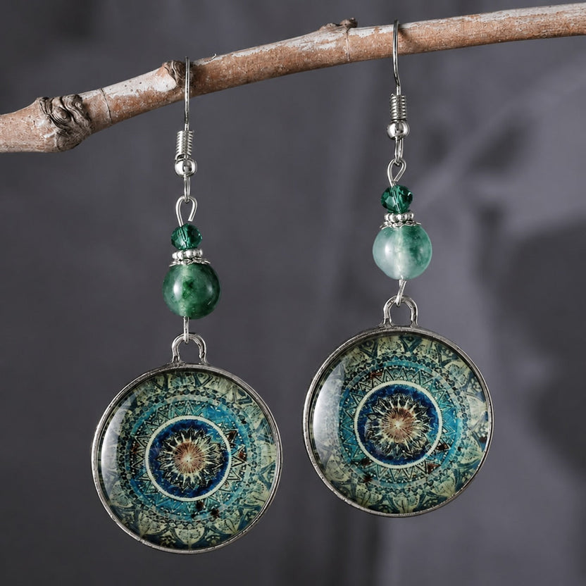 Pendientes mandala azul opulento