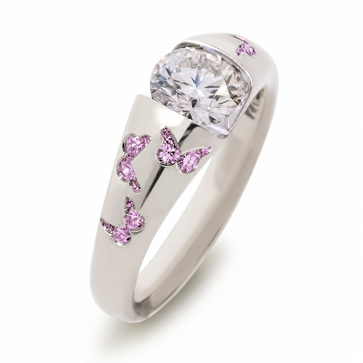 Anillo de circonita con mariposa radiante