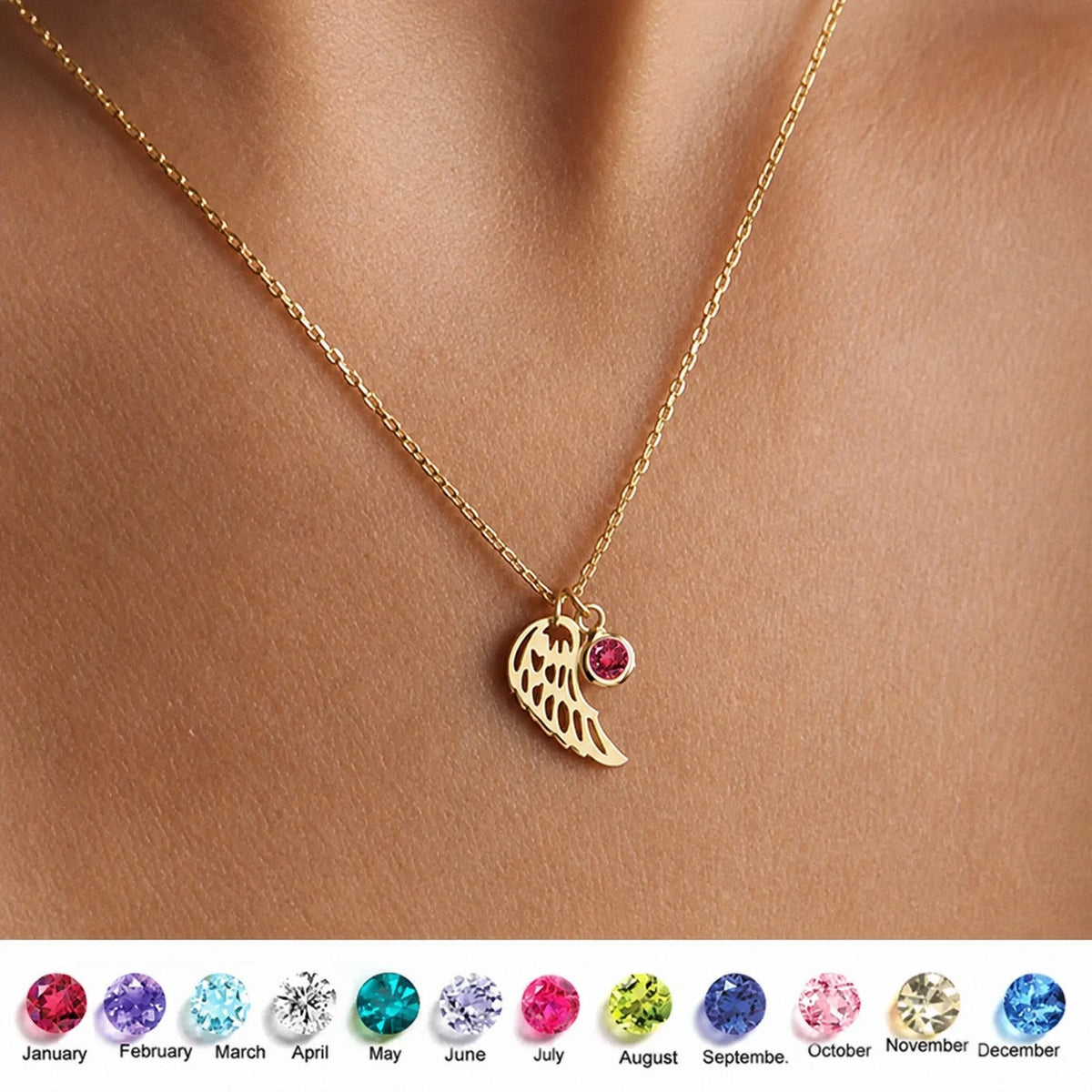 Collar de piedra natal con ángel guardián