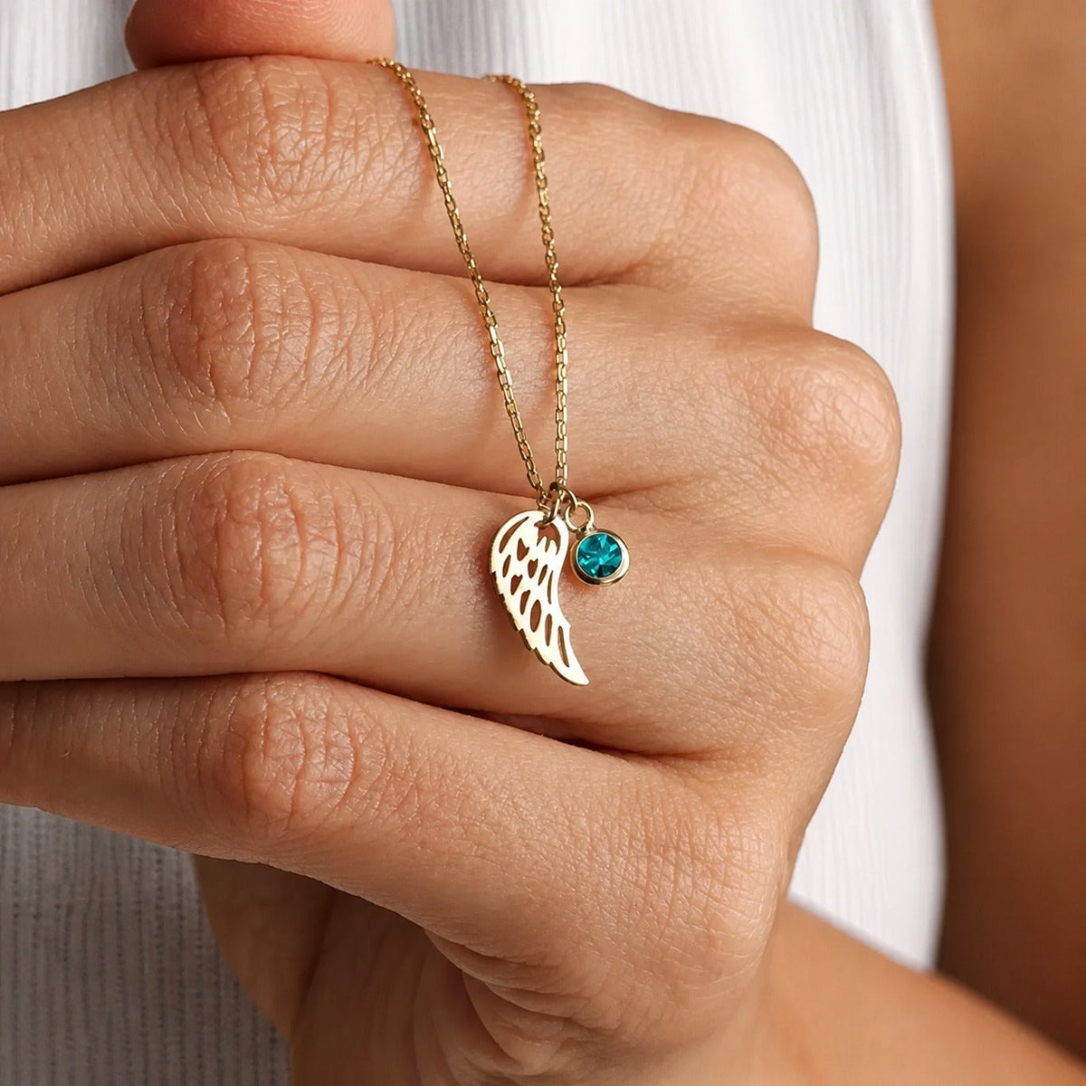 Collar de piedra natal con ángel guardián – imagen 10